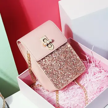 

2020 Pearl Lock Lady Mobile Phone Bag Korean Fashion Mini Large Capacity Female Shoulder Diagonal Cross Bag