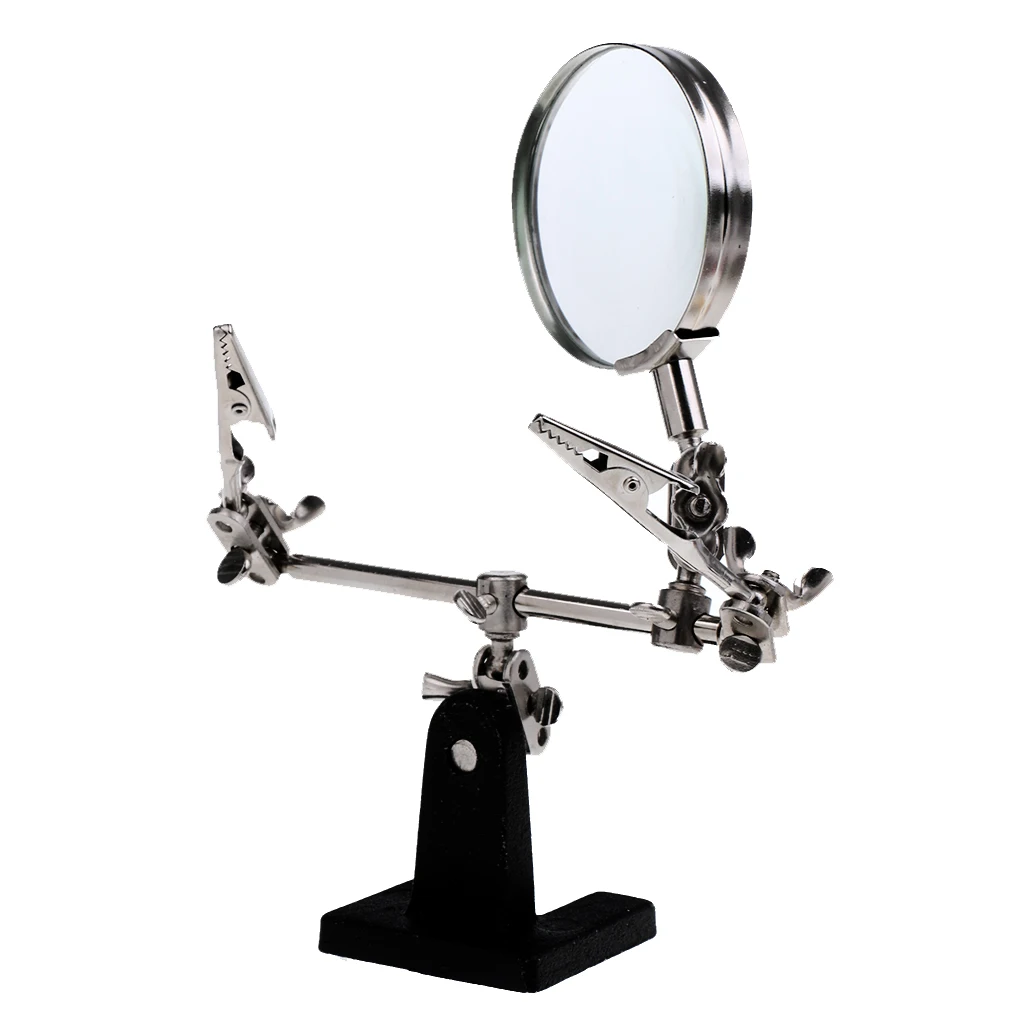 

2.5X Third Helping Hand Magnifier With Soldering Iron Stand Crocodile Clips