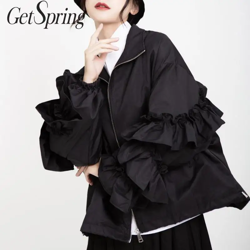 GetSpring Женское пальто подходящая ко всему Женская куртка с длинным рукавом и