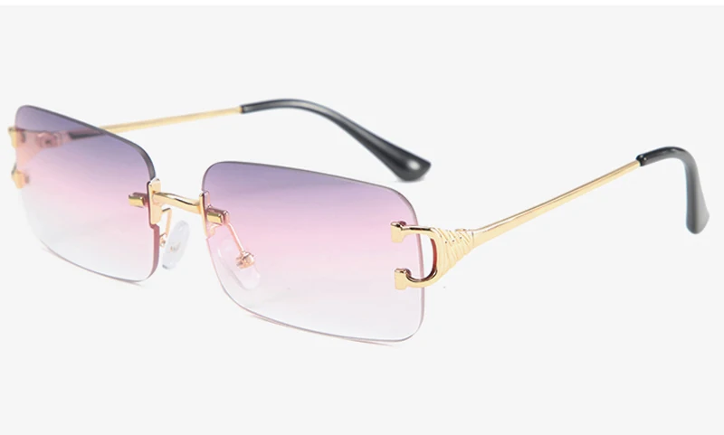 2023 New Rimless Gradient Sunglasses Men Women Luxury Designer Eyewear  Metal Punk Small Rectangle Sun Glasses For Man UV400