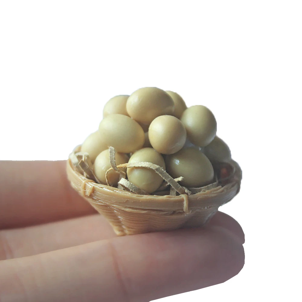 

1 шт. 1/12 Миниатюрные аксессуары для кукольного домика, миниатюрная корзина для яиц из смолы, модель кухонной еды для украшения кукольного домика