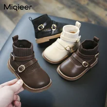 Bottes Martin pour bébés filles, chaussures d'hiver à semelle souple, coupe vent, chaudes, en peluche, 2021
