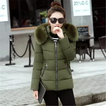 

Large Size Slim Cotton Jacket Women's Short New Clothing Large Fur Collar Thick Jackets Coat Fashion Outwear Female Coats