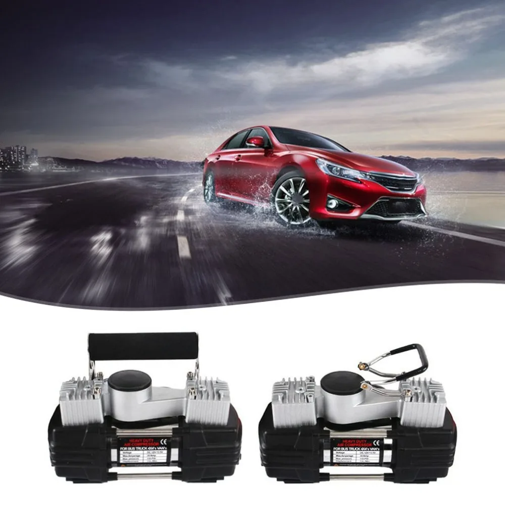 12V автомобильный воздушный насос с двумя параллельными полосками высокое Мощность металлический насос шины для легковых автомобилей воздушный насос автомобильный воздушный компрессор цифровых шин