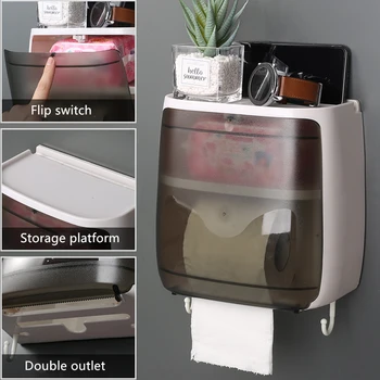 

Multifunction Toilet Paper Holder Creative Plastic Nail Free Bath Toilet Tissue Storage Tampon Storage Box Garbage Bag Storage