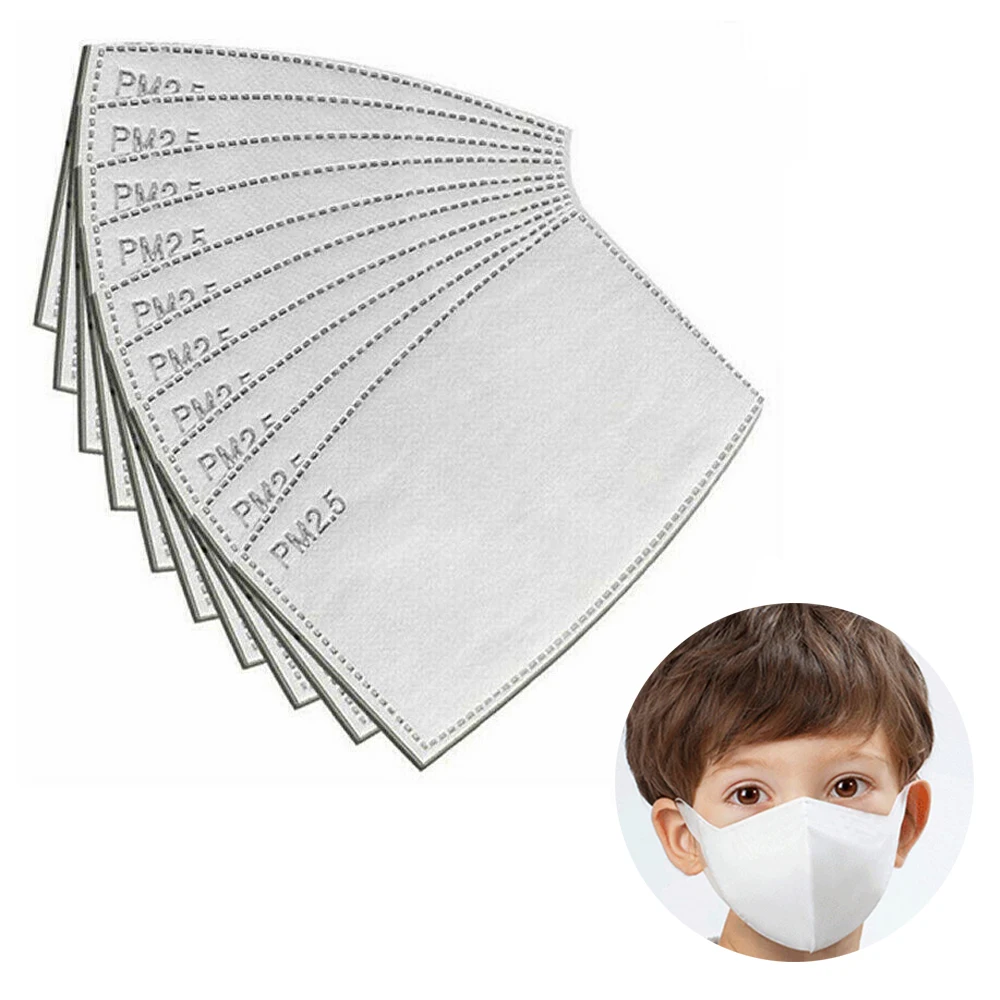 

10Pcs/Set PM2.5 Anti Haze Mouth Mask Replaceable Filter-slice 5 Layers Non-woven Child Kids Activated Carbon Filter