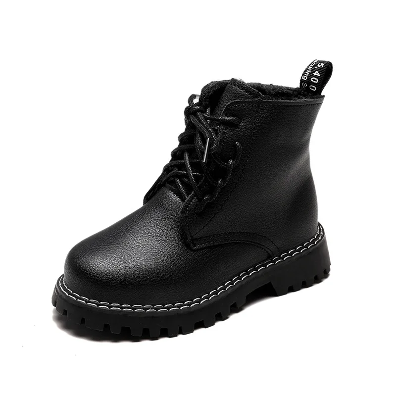 New Children Fashio Boots Winter Wool Teen Girls Chelsea Boot With Zip Big Boys Snow PU Leather Sneakers Baby Kids Russian | Детская