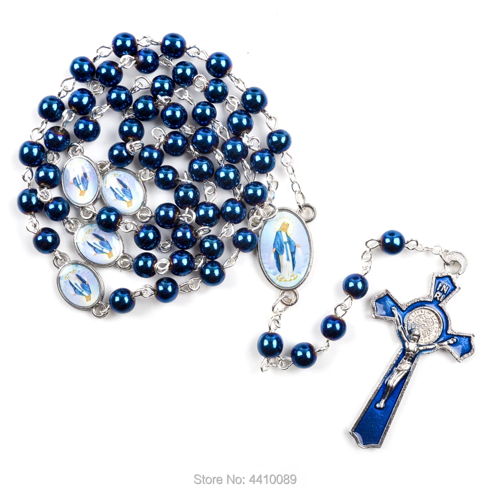 Blue Hematite Rosary – Our Lady of Grace 1