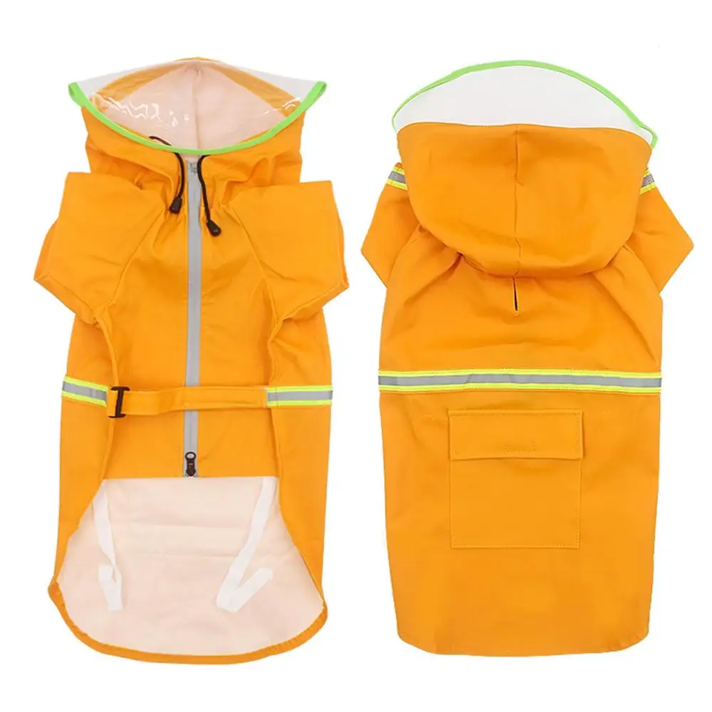 Large Dog Raincoat Clothes Waterproof Rain Jumpsuit For Big Medium Small Dogs Golden Retriever Outdoor Pet Clothing Coat - Color: Orange