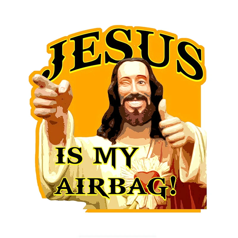 

14cmx15cm PVC Waterproof Jesus Is My Airbag Funny Car Sticker Decal Car Accessories