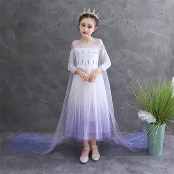 

Halloween Elsa Cosplay Dress Girls Fancy Party Costume Princess Dresses Children's Christmas Birthday clothing
