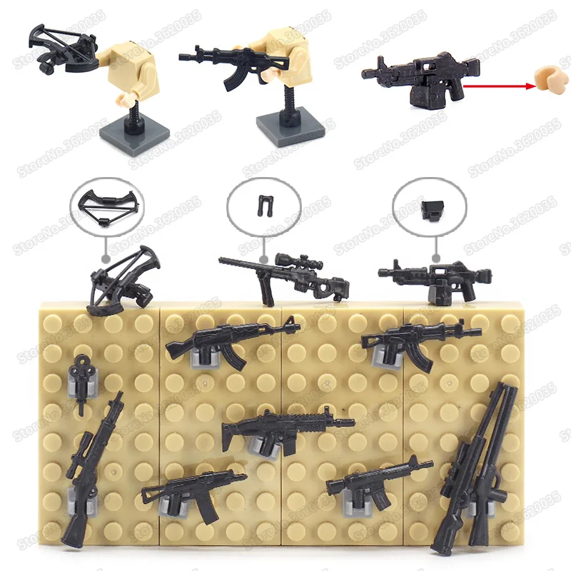 

Legoinglys Military Weapons Building Blocks Assembly Army Arrow Gun Diy ww2 Figures Equipped Pubg Model Moc Child Christmas Toys