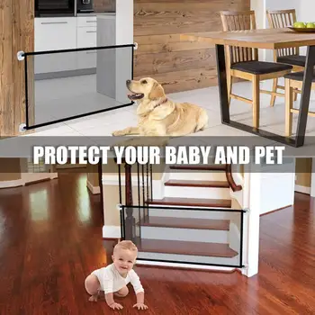 

New Pet Barrier Fences Portable Folding Breathable Mesh Dog Gate Pet Separation Guard Isolated Fence Dogs Baby Safety Fence