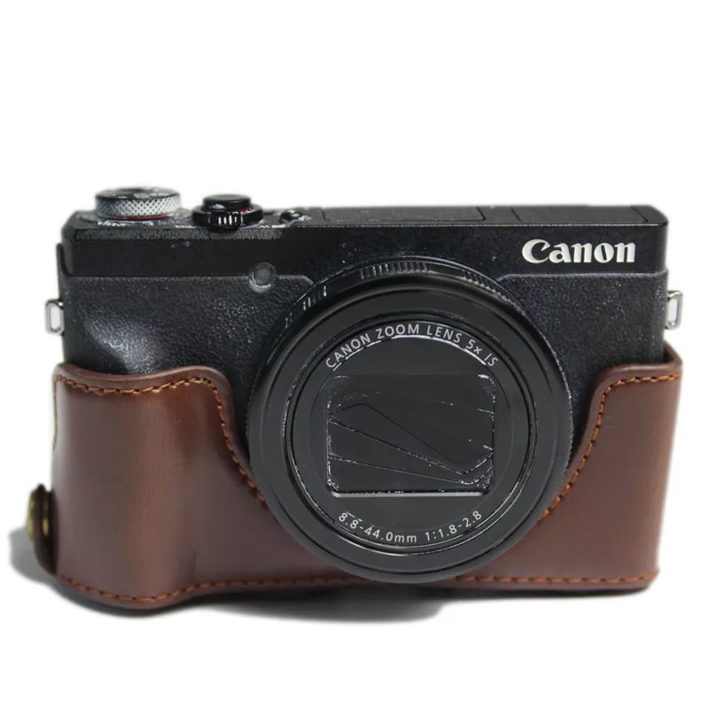 Чехол для PowerShot G5 X Mark II, сумка для камеры, чехол из искусственной кожи, винтажный плечевой ремень, защитный чехол для переноски