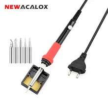 

NEWACALOX 220V/110V 60W Adjustable Temperature Electrical Soldering Iron DIY Repairing Welding Tool Kits 5pcs Lead-free Tips