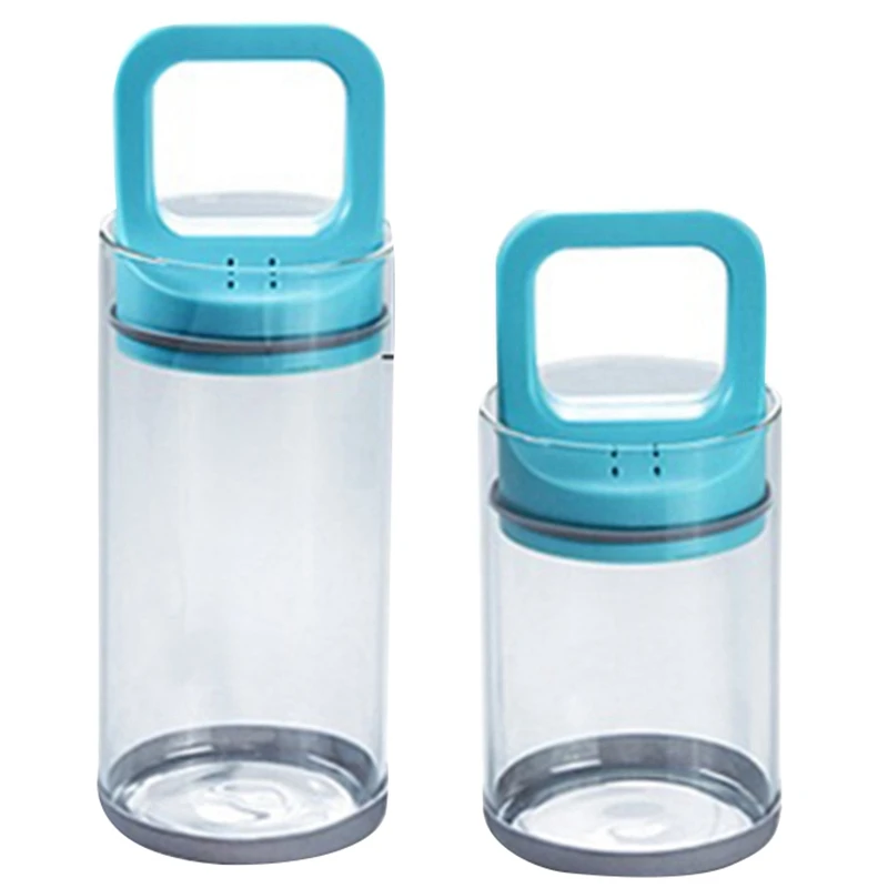 

2Pcs Pull Type Glass Food Storage Bottlevacuum Sealed Can Creative Heat Resistant Miscellaneous Grains Storage Tank Storage Cup
