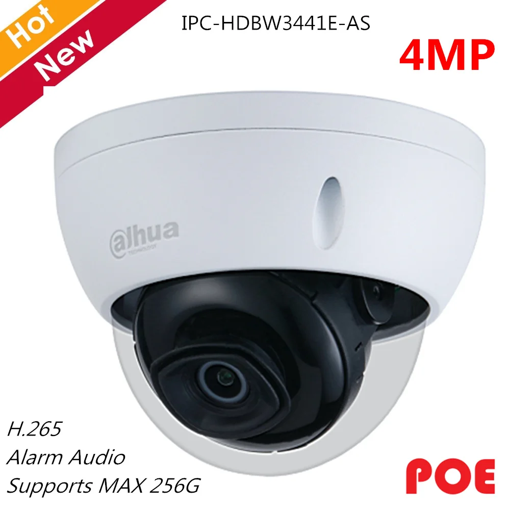 Dahua 4MP Dome Camera Network IP Camera 1/2.7 CMOS SMART H.264+ H.265+ Rotation Mode Support SD Card 256g IPC-HDBW3441E-AS