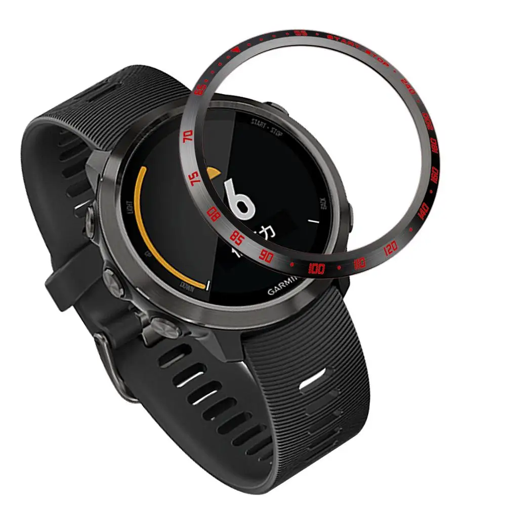 Ободок для часов, кольцевая рамка для Garmin Forerunner 645, музыкальный ободок, Стильный чехол, защитная оболочка из нержавеющей стали для 645 - Цвет: Black red