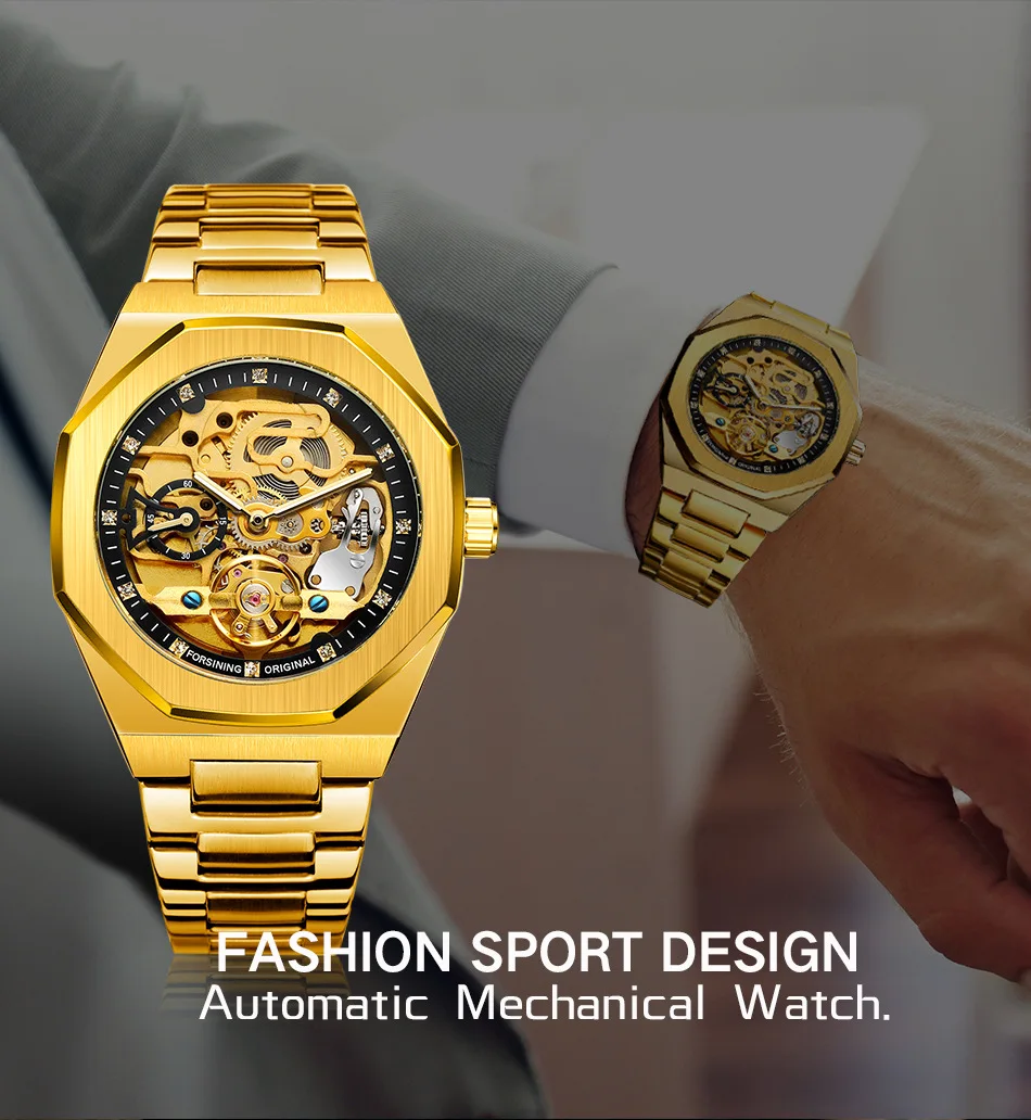 2021 Forsining Top Brand Luxury Automatic Mechanical Watch Luminous Three Eyes Six Needles Skeleton Male Wrist Watch Wrist Clock