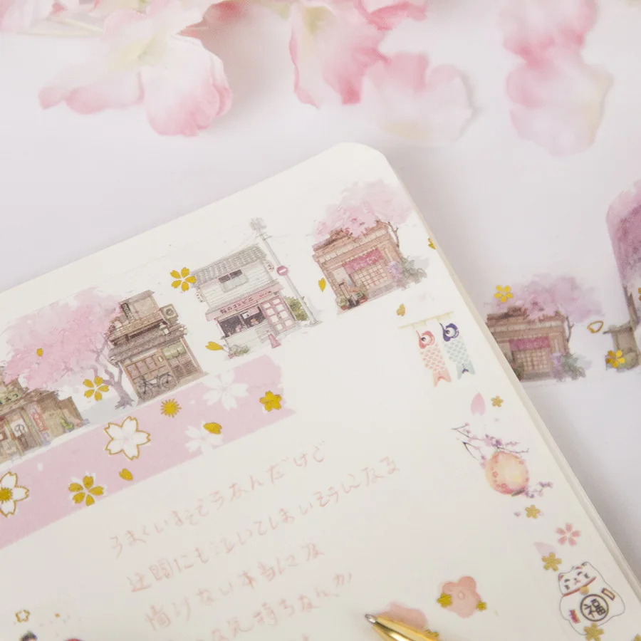 1 компл./лот DIY японский Бумага декоративная клейкая лента Kawaii раннего вишня в цвету серии лента Washi/клейкую ленту наклейки