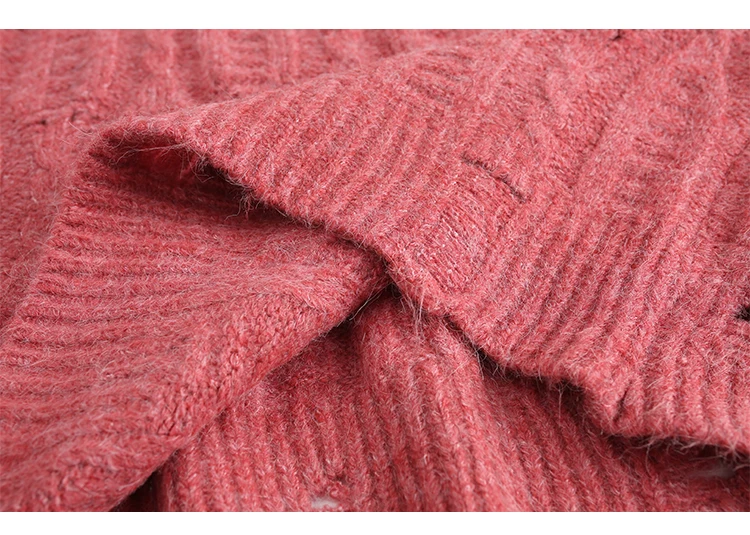 H. SA Pull Femme, зимний свитер и джемперы,, розовая вязаная одежда, скрученный кашемировый свитер, зимняя одежда, Suter Mujer