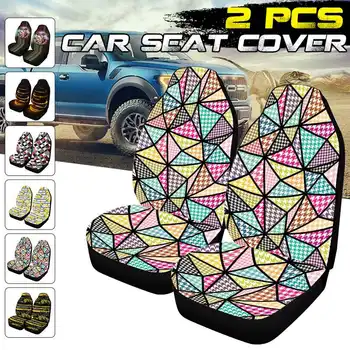

2 Pcs Fashion 3D Patterns Universal Front Car Automobiles Seat Covers Comfortable Soft Fabric Chair Protector Mat For Cars SUV