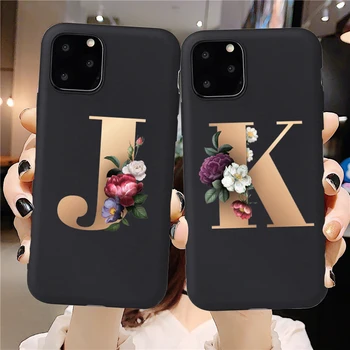 

Phone Case For iPhone 11Pro Case Custom Name Floral Front Letter Soft TPUFor iPhone 11 Pro MAX 6 6S 7 8Plus XR XS X 5s SE Cover