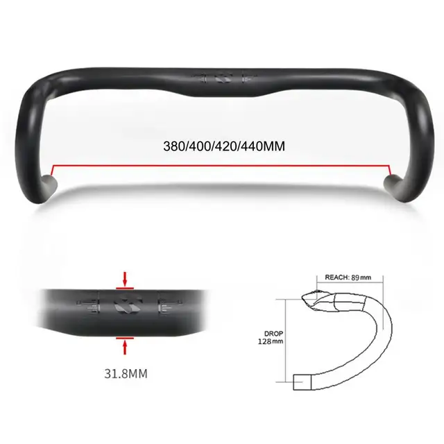 경량 탄소 섬유 자전거 핸들 바는 로드 자전거를 위한 탁월한 조작감과 편안한 사용감을 제공합니다.