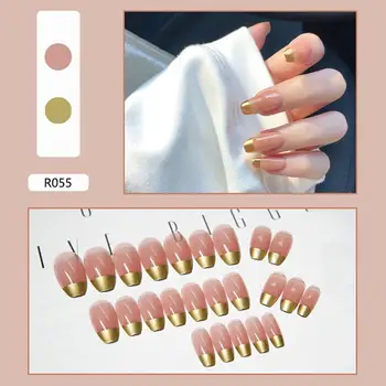 

24pcs Waterproof Matte False Nails Popular Designs Nail On Nail Extensions Chip Artificial Art Color Pure Accessories Glue