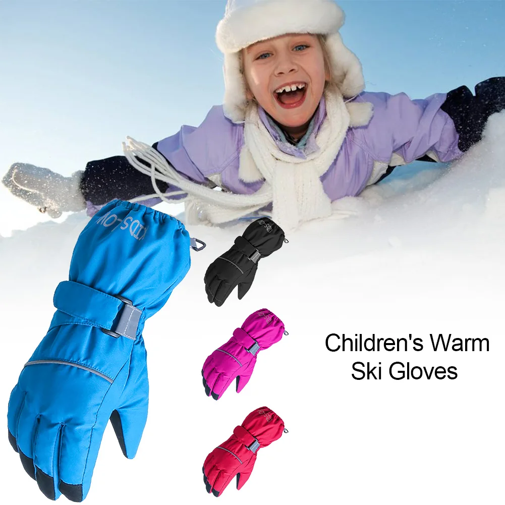 Winter Gloves Kids Boys Girls Childern Waterproof Windproof Mittens Cycling Bicycle Bike Outdoor Camping Sports Ski Warm Gloves 2