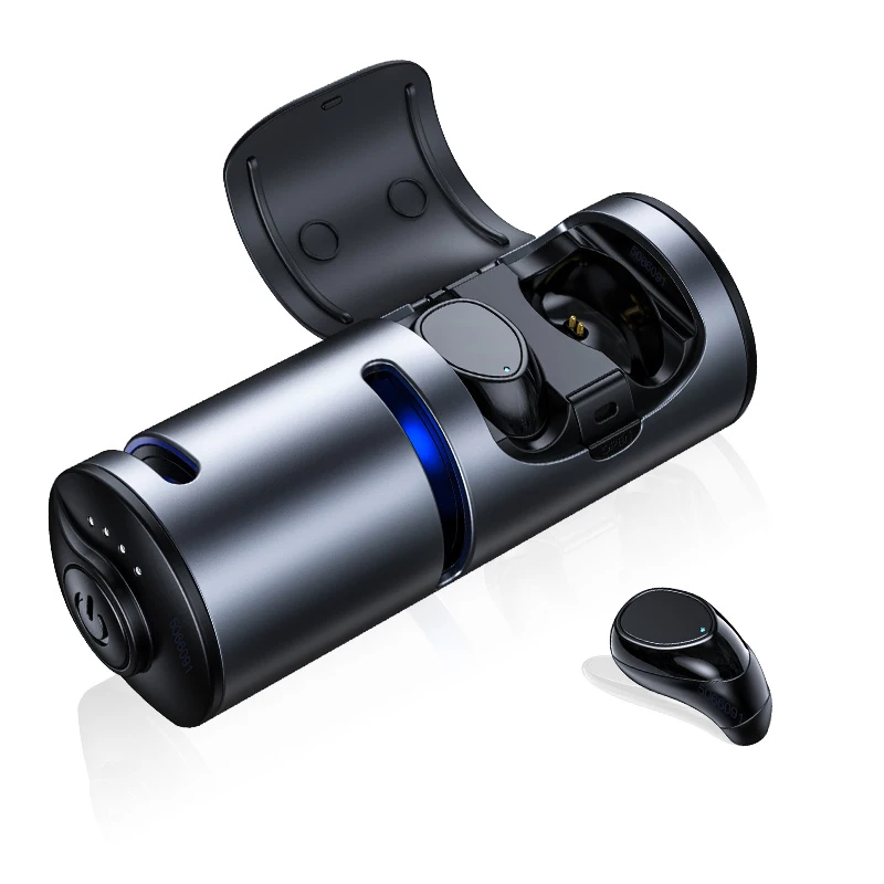 Black 3 в 1 Bluetooth наушники 5,0 с 1200 мАч зарядный чехол беспроводные Bluetooth наушники Поддержка Bluetooth динамик для iOS Android - Цвет: Black