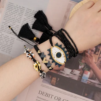 

Go2Boho Miyuki Heart Bracelet For Women Lucky Evil Eye Pulseras Femme Jewelry Handmade Gift Bracelets Crystal Tassel Jewellery