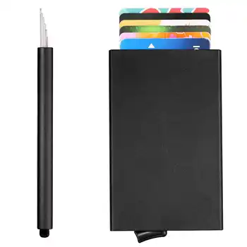 

SEMORID RFID Blocking Men's Credit Card Holder Leather Bank Card Wallet Case Cardholder Protection Metal Box Purse