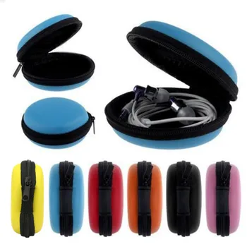 

Portable Case for Headphones Case Mini Zippered Round Storage Hard Bag Headset Box for Earphone Case SD TF Cards 6 Colors Hot