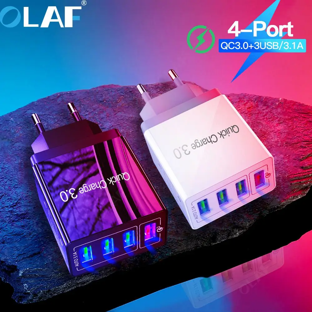Olaf 48W USB зарядное устройство Quick Charge 3,0 для iPhone xr 7 samsung A50 A70 oneplus 7 EU/US/UK вилка настенная Быстрая Зарядка адаптер QC 3,0