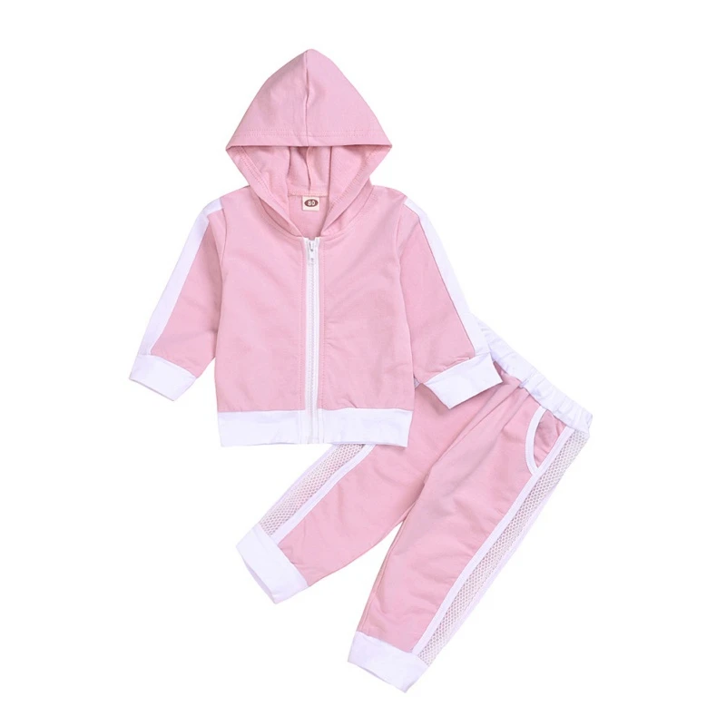 

FAutumn Baby Girl Clothes Set Sport Clothes Long Sleeve Patchwork Color Print Hoodie Sweatshirt Tops+Pants Casual Costume Set