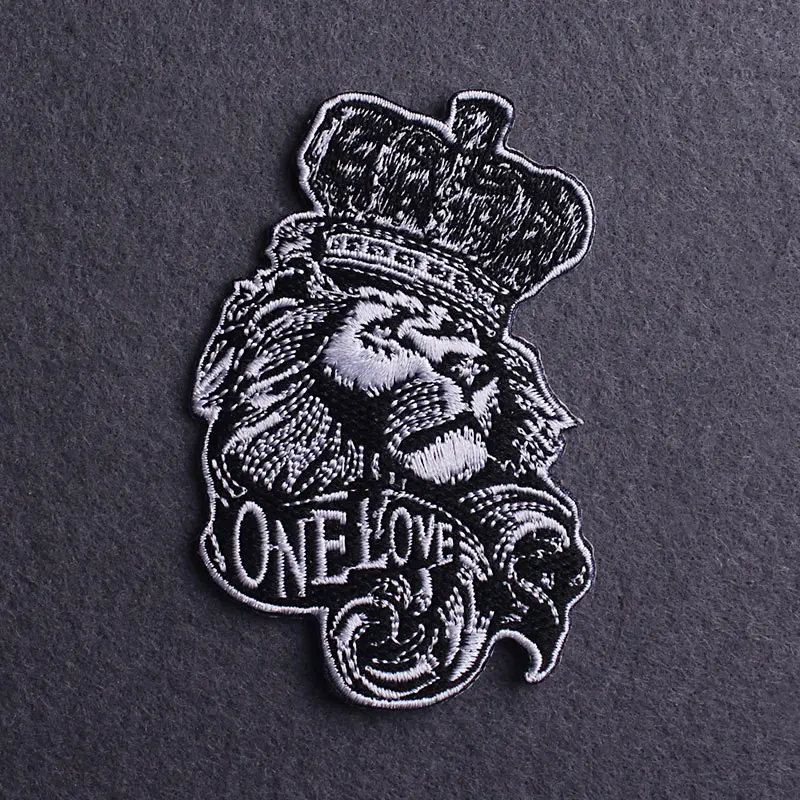 

King Lion Patch Embroidered Patches For Clothing Skull/Punk Patch Iron On Patches For Clothes Orangutan Stickers Clothes Stripe