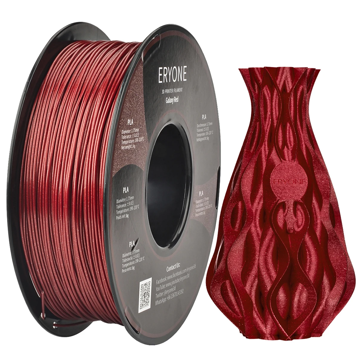 Eryone-filamento Pla brillante para impresora 3D, bolígrafo 3D, Spooled perfecto (1kg)-1,75mm