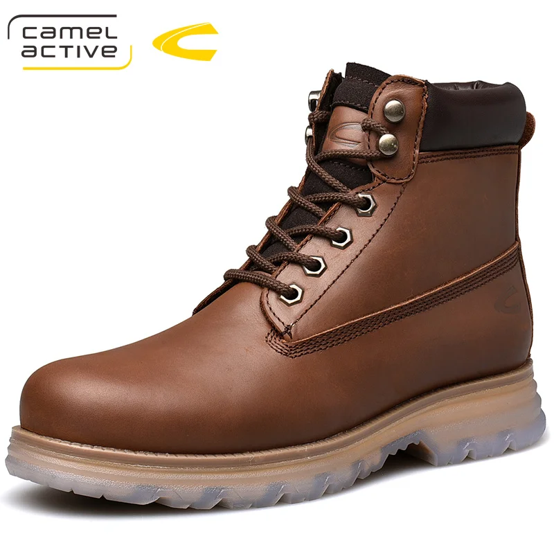 Camel Active/Новые походные ботинки из коровьей кожи; верхняя часть года; сезон осень; прочные нескользящие теплые ботинки для альпинизма и треккинга - Цвет: Коричневый