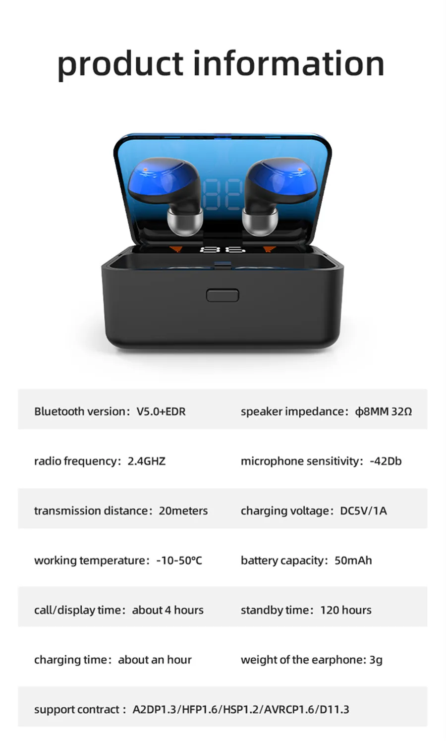 VIKEFON 2000 мАч TWS Bluetooth 5,0 наушники мощный светодиодный дисплей 3D стерео истинный беспроводной IPX5 Водонепроницаемый спортивный банк питания вкладыши