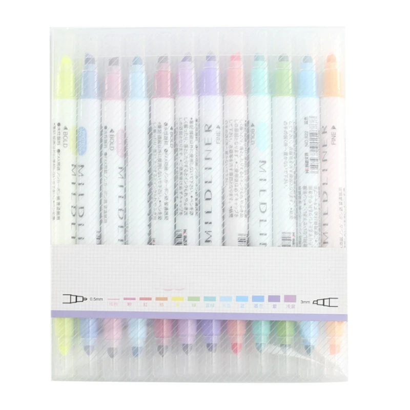 

12 Pcs/Set Japanese Stationery Zebra Mild Liner Double Headed Fluorescent Pen Fluorescent Marker Pen Highlighter Pen Color Mark
