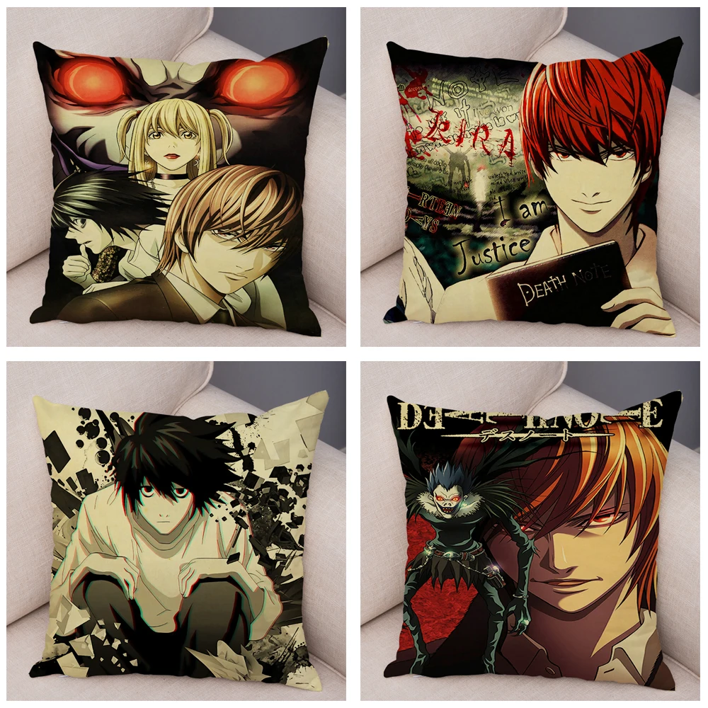 Death Note Cushion Cover for Sofa Home Children Room Decor Cartoon Classic Anime Print Pillowcase Soft Plush Pillow Case 45x45cm