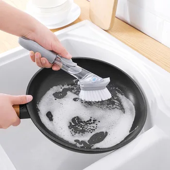 

Household Pot Brush Artifact Kitchen Cleaning Long-handled Pot Brush Lazy Dish Detergent Descaling Oily Pot Washing Brush