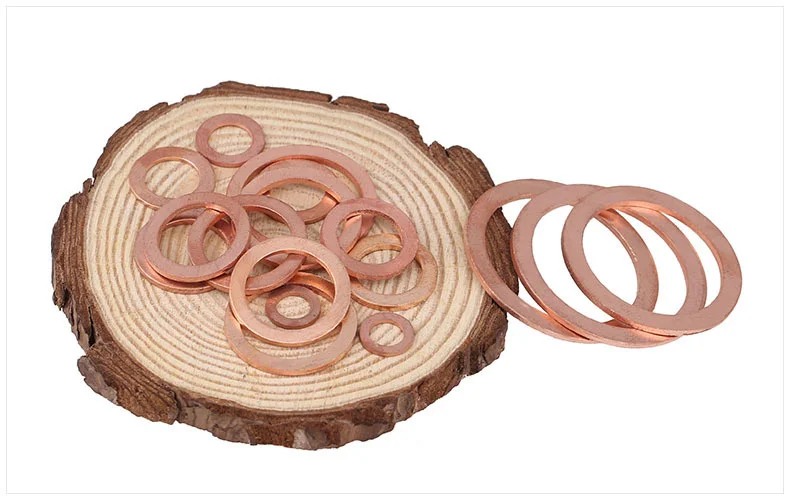 10-50pcs M5 M6 M8 M10 M12 M14 M16 M18 M20 M22 Solid Copper Washer Shim Flat Ring Gasket Rings Seal Plain Spacer Washers Fastener
