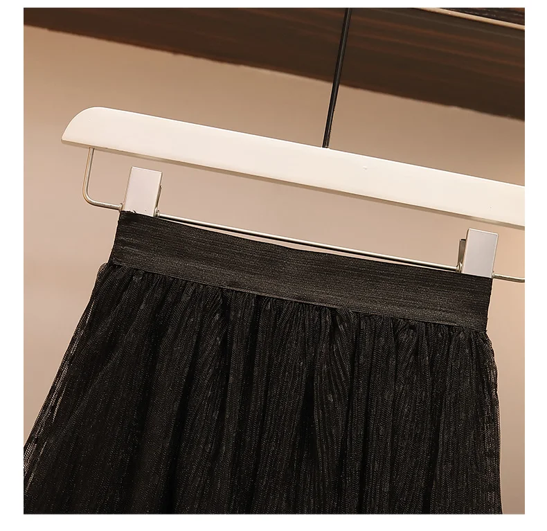 Женская одежда большого размера, весна-осень, новое корейское трикотажное платье-рубашка+ сетчатая юбка, комплекты из двух предметов L4019