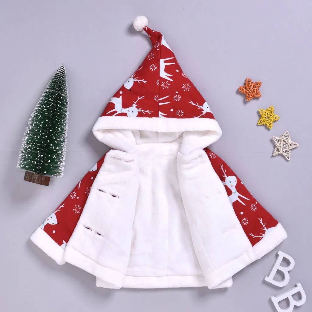 Модное пальто для малышей; зимнее рождественское хлопковое пальто с рисунком лося для девочек; утепленное длинное пальто с капюшоном и рождественским рисунком оленя;# guahao