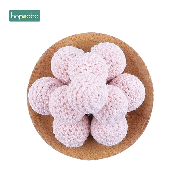 Bopoobo 20mm 10pcs Wooden Crochet Beads Chewable Beads DIY Wooden Teething Knitting Beads Jewelry Crib Sensory Toy Baby Teether 28