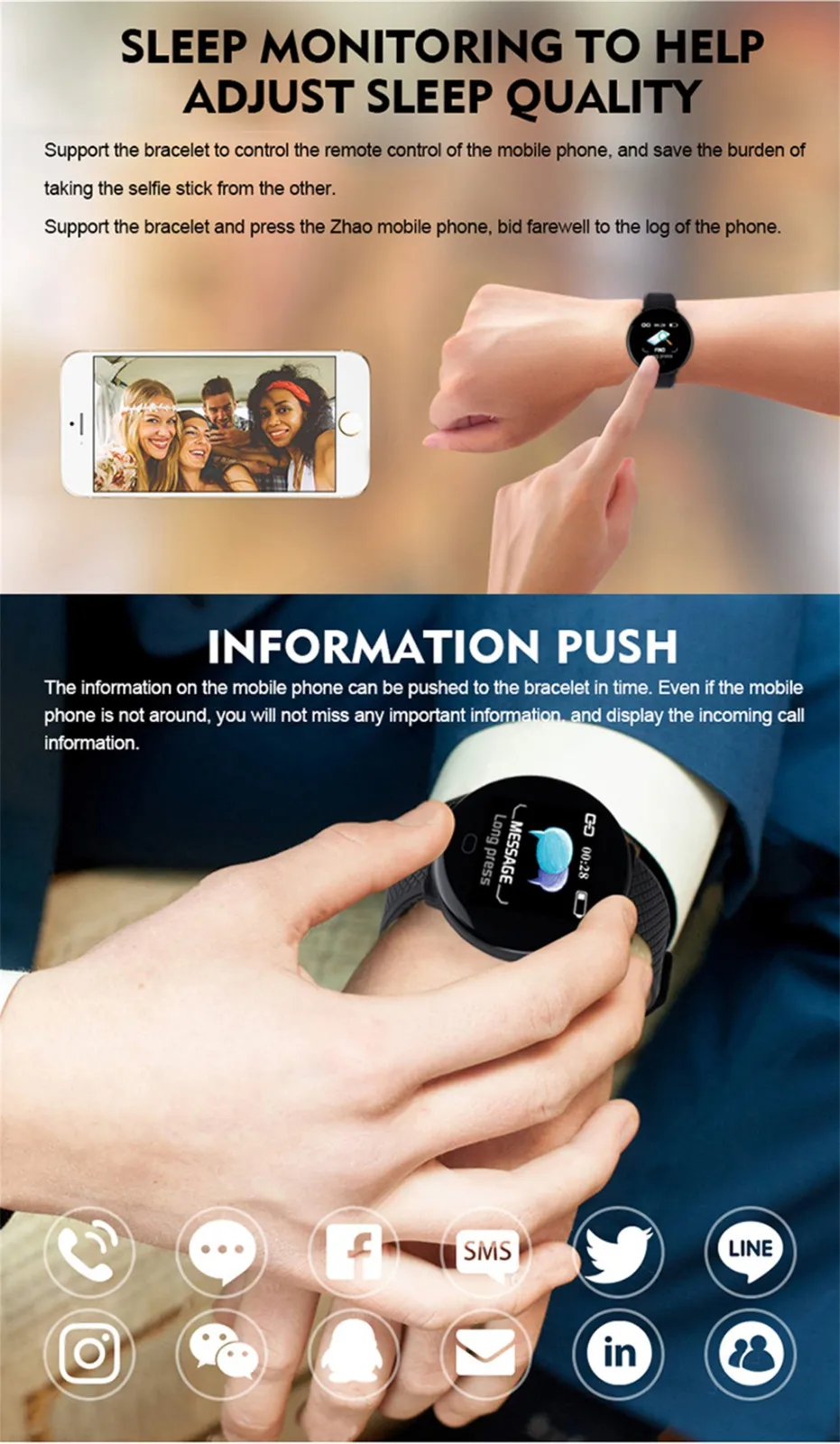 D19 Smart Watch Women Men Smartwatch Quality IP65 Waterproof Blood Pressure Heart Rate FitnessTracker sports Smartwatch  20J24