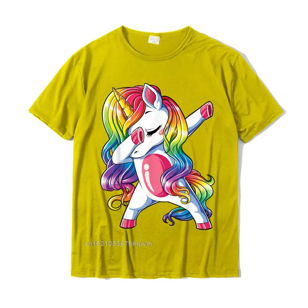 comfortable Pure Cotton T Shirt for Men Short Sleeve Birthday Tops & Tees Coupons Summer/Fall Round Collar T-Shirt cosie Dabbing Unicorn T shirt Girls Kids Women Rainbow Unicorns__4076 yellow