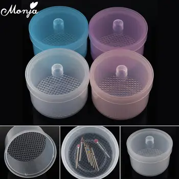 

Monja 4 Colors Nail Art Detachable Drill Bits Cleaning Disinfection Box Round Storage Clean Case Home DIY Manicure Tool